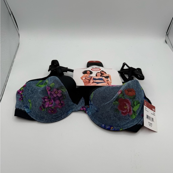 Parade Padded Mesh Demi Bra Floral Print Underwire NWT Sz M - Picture 1 of 3